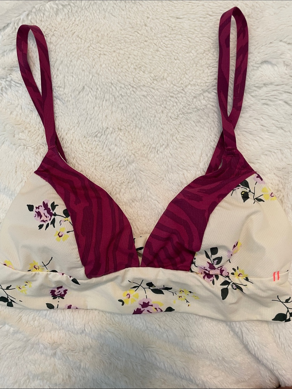 Stance Woman’s Floral Cream and Magenta Wireless Bralette